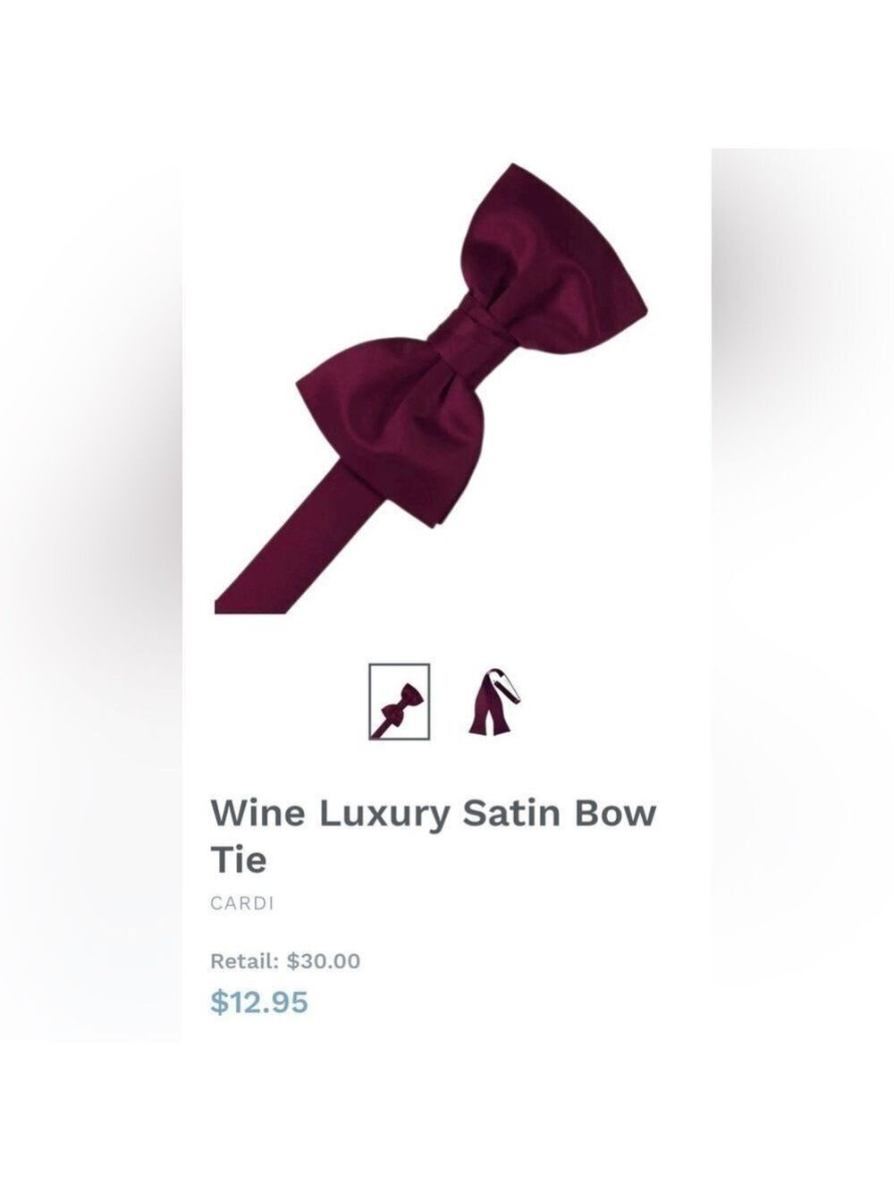 Wine Burgundy Maroon Wedding Prom Tuxedo Pre Tied clip on Bow tie bowtie